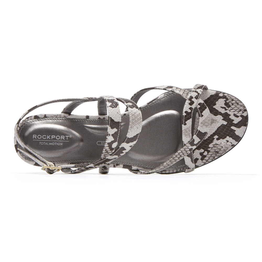 Rockport Singapore Womens Sandals - Total Motion Zandra Slingback Black/White - WP5783469